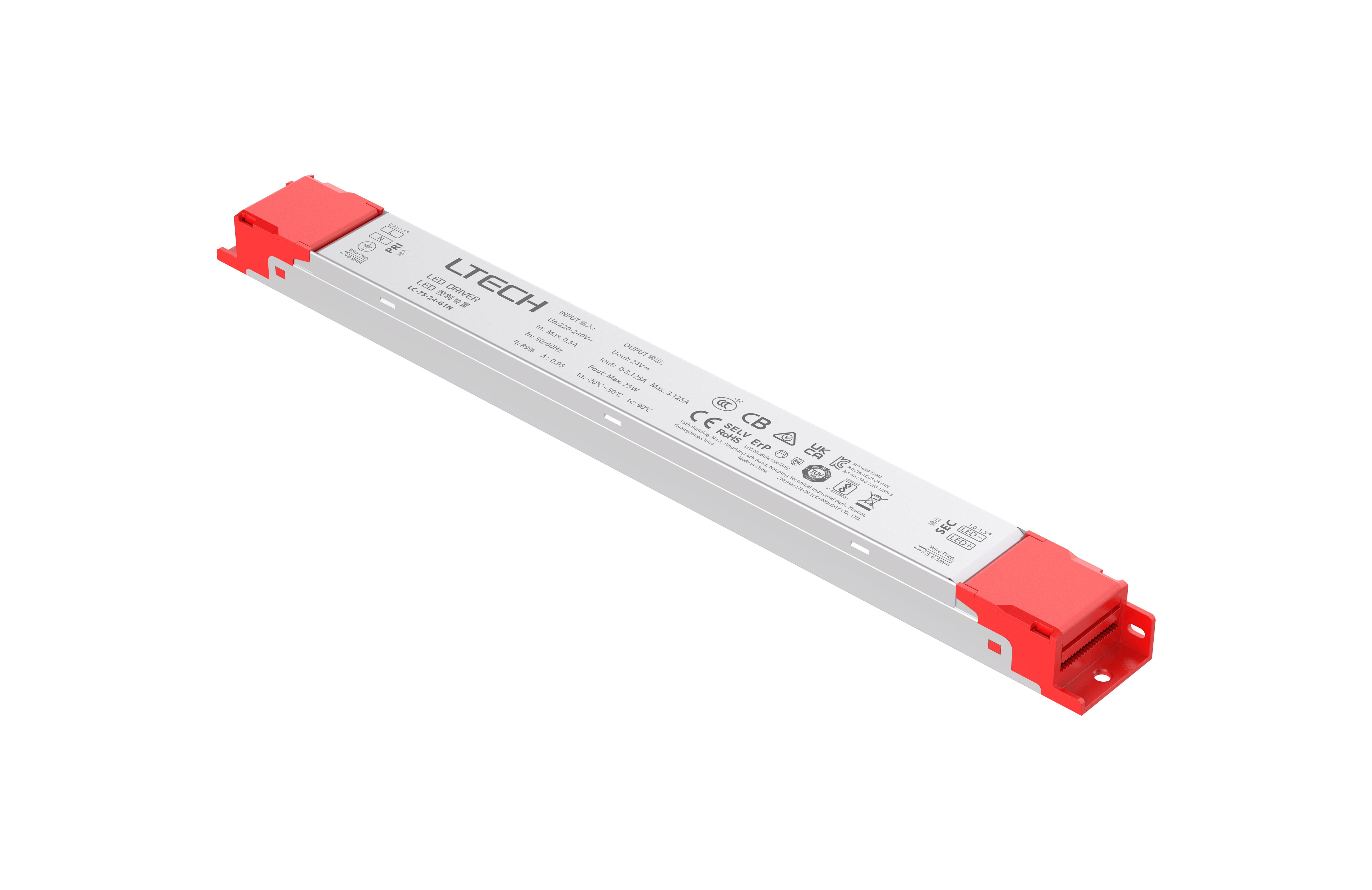 LC-75-24-G1N  Intelligent Constant Voltage  LED Driver, ON/OFF, 75W, 24VDC 3.125A , 220-240Vac, IP20, 5yrs Warrenty.